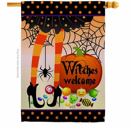 PATIO TRASERO 28 x 40 in. Witches Welcome House Flag with Fall Halloween Double-Sided Vertical Flags  Banner PA3888832